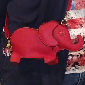 Red leather elephant purse